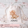 Personalisierter Turnbeutel Dinosaurier Dino Triceratops  mit Wunschnamen |Rucksack für Schule, Kindergarten,KITA,Wäschebeutel,Sportbeutel