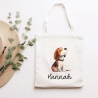 Personalisierte Stofftasche Beagle Hund Name - Kinder Beutel Kindertasche mit Wunschname - Wechselwäsche, Schmutzwäsche - Wechselkleidung