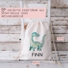 Kinder-Beutel Stoffbeutel Dinosaurier Dino Wunschname Stofftasche Brontosaurus Tasche personalisiert als Sporttasche, Wechselwäsche & Schule