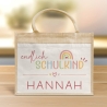 Endlich Schulkind 2024 personalisiert mit Namen Schultasche, Geschenk Einschulung, personalisierte Jutetasche, Einschulungsgeschenk