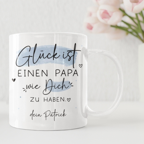 Personalisierte Tasse zum Vatertag mit Spruch Glück ist einen Papa wie dich zu haben Geburtstag, Geschenk, Ostern, oder Weihnachtsgeschenk