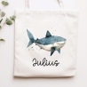 Stofftasche Beutel mit Namen Hai - Personalisierte Kinder Beutel Kindertasche - Wechselwäsche, Schmutzwäsche Tragetasche - Wechselkleidung