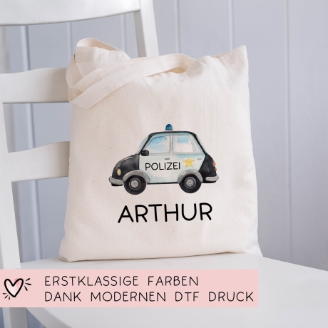 Polizeiauto Streifenwagen Turnbeutel Personalisiert - Polizeifahrzeug Personalisiert Wechselwäsche Mädchen & Junge Weihnachten Geburtstag