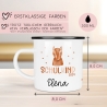 Kindertasse Schulkind 2024 mit Fuchs-Motiv - personalisierte Emaille-Tasse mit Namen - ideales Kindergeschirr Schulanfang
