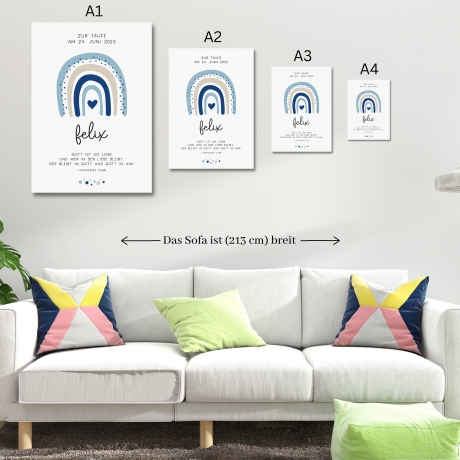 Taufgeschenk Taufe Poster personalisiert Patenkind Regenbogen Junge mit Namen- Geschenke Taufpate Patengeschenk Patenonkel Patentante Spruch