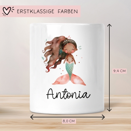 Spardose Meerjungfrau Personalisiert mit Name oder Wunschnamen für Mädchen aus Keramik. Geschenk Taufe, Geburtstag od. Weihnachten - 03
