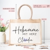 Hebamme mit Herz Tasche mit Namen - kleines Geschenk - Dankeschön Juteasche Abschiedsgeschenk - Beste Hebamme mit Wunschtext