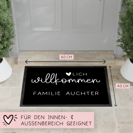 Personalisierte Fußmatte - Fussmatte mit Wunschnamen | Herzlich Willkommen | 60x40 cm | Geschenkidee zum Umzug, Einzug für Familien, Umzug