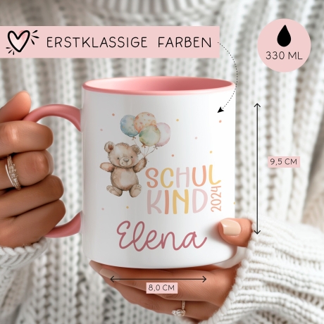 Schulkind 2024 Tasse, personalisiertes Einschulungsgeschenk, personalisierte Tasse für Jungen und Mädchen