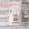 Kinder-Beutel mit Namen personalisiert - Katze - Stofftasche als Sporttasche, Wechselwäsche, Tragetasche - Kita, Kiga, Schule & Kindergarten