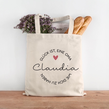 Personalisierte Einkaufstasche Glück ist eine Oma  wie dich zu haben | Jutebeutel - Stofftasche - Weihnachten - Stoffbeutel - Jutetasche