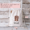 Turnbeutel Rucksack mit Namen und einem Bär -GymBag als Wäschebeutel, Sportbeutel Kinderbeutel für Schule, Kindergarten, Kita.Personalisiert