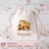LKW Kipper Turnbeutel Rucksack mit Namen - GymBag als Wäschebeutel, Sportbeutel Kinderbeutel für Schule, Kindergarten, Kita. Personalisiert