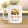LKW Kipplaster Kindertasse Schulkind 2024 Name Kakao Tasse Kind Kindergeschirr personalisiert Kinder Geschenk Geburtstagsgeschenk