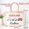 RTW Polizeiwagen Feuerwehr Krankenwagen Schulkind Tasche Wunschnamen | 100% Jute | Geschenk Einschulung | Schultüte personalisiert | Schule