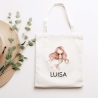 Einschulung Stofftasche Meerjungfrau Personalisiert  Kindergarten Wäschebeutel Kinder-Beutel mit Wunschnamen für Schule, Wechselwäsche
