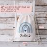 Regenbogen Blau Stofftasche Tasche Kinder-Beutel mit Namen als Sporttasche, Wechselwäsche, Tragetasche - Kita, Schule & Kindergarten - 06