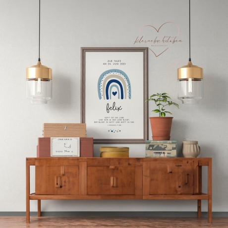 Taufgeschenk Taufe Poster personalisiert Patenkind Regenbogen Junge mit Namen- Geschenke Taufpate Patengeschenk Patenonkel Patentante Spruch