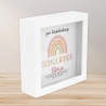 Spardose Regenbogen Rosa Boho Schulkind 2024 Einschulung mit Wunschname Name Kind personalisiert Kinder mit optionalen Wunschtext