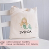 Wäschebeutel Meerjungfrau Kinder-Beutel Stofftasche Personalisiert mit Wunschnamen für Schule, Kindergarten, Sportbeutel, Wechselwäsche