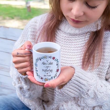 Personalisierte Tasse zum Muttertag mit eigenen Namen • Motiv: Alles liebe zum Muttertag • Kaffeetasse • Teetasse • Geschenk für die Mama