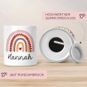 Personalisierte Spardose Regenbogen mit Namen und Datum - Rosa - Geschenk für Mädchen zum Geburtstag Weihnachten Firmung Geburt Einschulung