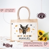 Halloween Tasche mit Wunschname | Beutel mit Fledermaus und Name | Happy Halloween | Tragetasche für Kinder für Süßigkeiten an Halloween
