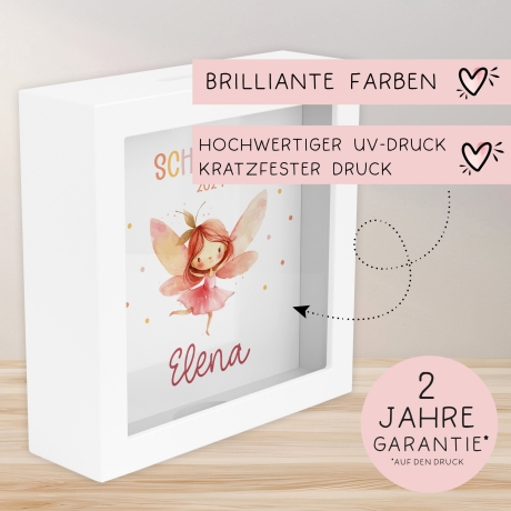 Ballerina Schulkind 2024 Spardose mit Wunschname Fee Name Kind personalisiert Kinder Geschenk Geburtstagsgeschenk Einschulung