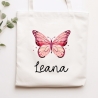 Stofftasche Schmetterling Rosa Personalisiert und Namen. Für Kindergarten und Schule - Wäschebeutel Wechselwäsche KITA | Mädchen & Junge