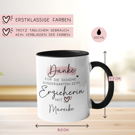 Personalisierte Tasse  Danke für die schöne Kindergarten-Zeit Geschenke Namen Kinder. Geschenk für Erzieher und Erzieherin mit Herz