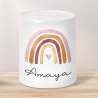 Personalisierte Kinder Spardose Regenbogen Aquarell mit Namen Wunschname und Datum -Geschenk für Jungen & Mädchen zum Geburtstag Weihnachten