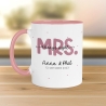 Mr & Mrs Tasse Hochzeit personalisiert Becher mit Wunschnamen und Datum – Namenstasse Hochzeitsgeschenk - Braut Bräutigam – Kaffeetasse