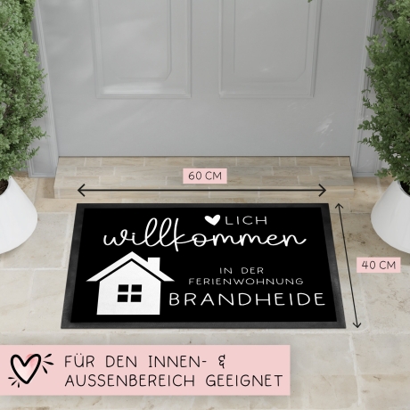 Personalisierte Fußmatte - für Ferienwohnung, Apartments, Ferienhaus, Ferienhäuser, Ferienunterkunft| Herzlich Willkommen | 60x40 cm