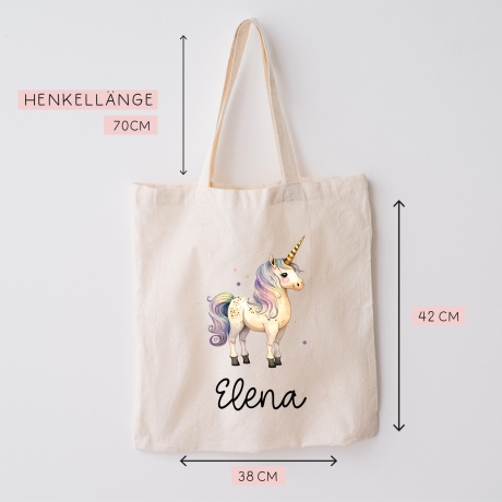 Stofftasche Beutel Namen Einhorn - Personalisierte Kinder Beutel Kindertasche - Wechselwäsche, Schmutzwäsche Tragetasche - Wechselkleidung