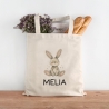 Kinder-Beutel mit Namen personalisiert - Hase - Stofftasche als Sporttasche, Wechselwäsche, Tragetasche - Kita, Schule & Kindergarten