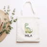 Stoffbeutel Dinosaurier Dino Wunschname Stofftasche Brontosaurus Tasche personalisiert Kinder-Beutel als Sporttasche, Wechselwäsche & Schule