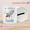 Einschulung Spardose Rakete für Kinder - Personalisiert Rakete Weltraum und Namen - Geschenk für Junge & Mädchen zur Einschulung Schule