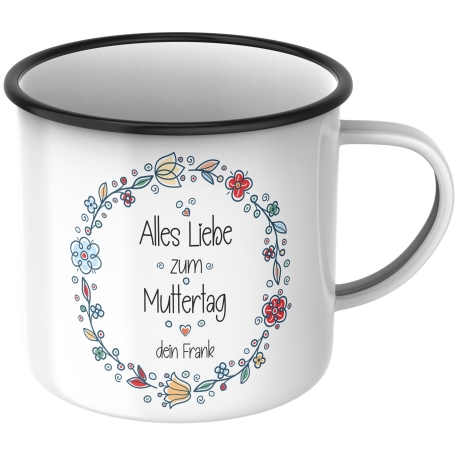 Personalisierte Emaille-Becher Tasse zum Muttertag –Alles Liebe zum Muttertag [Wunschname]. Persönliches Geschenk zum Geburtstag,Dankeschön