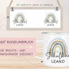 Schulkind Emaille Tasse Emaille Becher mit Namen personalisiert Regenbogen Rosa oder Blau für Jungs und Mädchen. Einschulung Geschenkidee