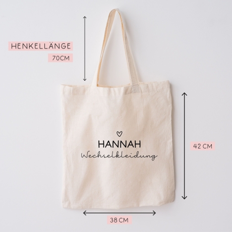 Wechselkleidung Beutel Kita mit Namen - Wechselwäsche - Tasche - Stoffbeutel - Personalisiert Name Tragetasche Henkeltasche Einkaufen