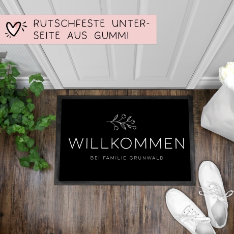 Personalisierte Fußmatte - Herzlich Willkommen - Fussmatte mit Wunschnamen oder Familiennamen | 60 x 40 cm | Geschenkidee zum Umzug & Einzug