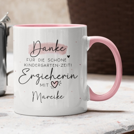 Personalisierte Tasse  Danke für die schöne Kindergarten-Zeit Geschenke Namen Kinder. Geschenk für Erzieher und Erzieherin. Abschied