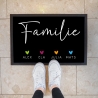Personalisierte Fußmatte - Fussmatte mit Wunschnamen | Familie mit Herzen | 60x40 cm | Geschenkidee zum Umzug, Einzug für Familien, Umzug