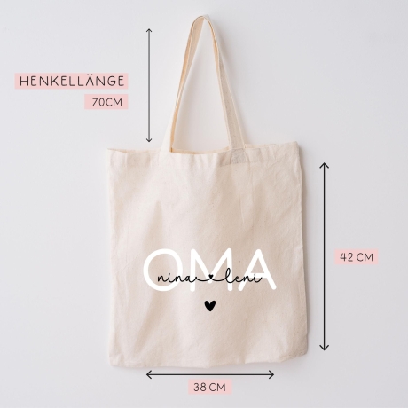 Baumwolltasche Oma Personalisiert Wunschnamen - Baumwolle Shopper - Stofftasche - Weihnachten -   Shopper - Baumwollbeutel - Einkaufstasche