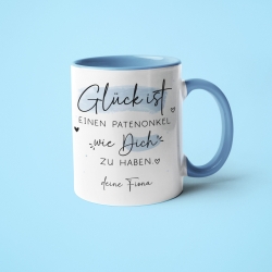 Personalisierte Tasse mit Spruch Glück ist einen Patenonkel wie dich zu haben zum Geburtstag, Geschenk, Ostern, Weihnachtsgeschenk