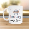Kindertasse Schulkind 2024 mit UFO-Weltraum-Motiv - personalisierte Kakao Tasse mit Namen - ideales Einschulungsgeschenk