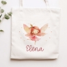 Ballerina Fee Stofftasche Einkaufstasche Kinder-Beutel mit Namen als Sporttasche, Wechselwäsche, Tragetasche -für Kita Schule & Kindergarten