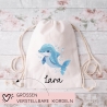Turnbeutel Wäschebeutel Delfin Delphin - Personalisiert - Wunschnamen - Schule - mit Name - Rucksack - Wechselkleidung - Weihnachten