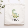 Stoffbeutel Dinosaurier Dino Wunschname Stofftasche Brontosaurus Tasche personalisiert Kinder-Beutel als Sporttasche, Wechselwäsche & Schule
