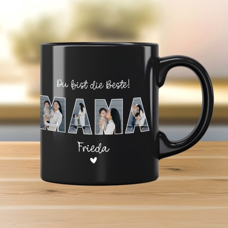 Personalisierte Foto Tasse Mama personalisiert zum Muttertag Weihnachten - Fototasse mit eigenen Bildern selbst gestalten - Geschenk - 325ml